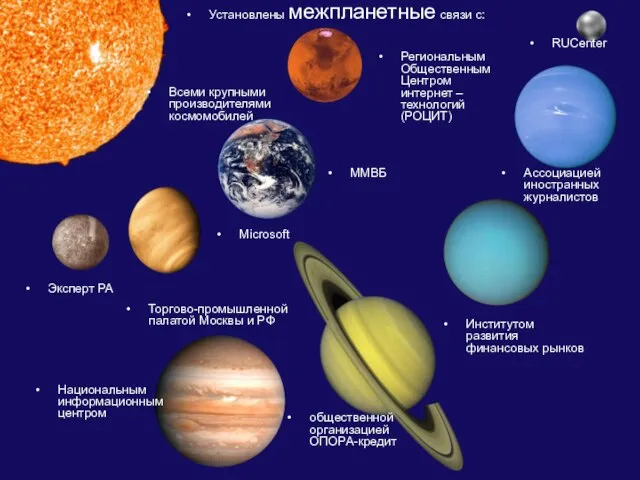 RUCenter Установлены межпланетные связи с: Эксперт РА Торгово-промышленной палатой Москвы и РФ