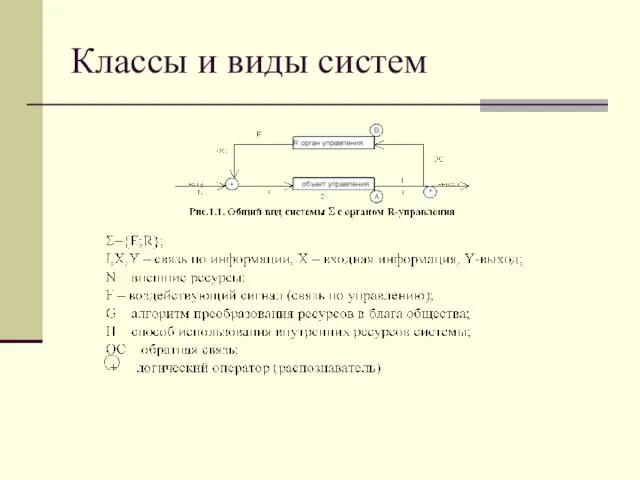 Классы и виды систем