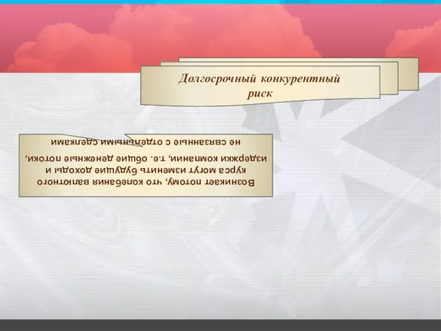 Долгосрочный конкурентный риск Возникает потому, что колебания валютного курса могут изменить будущие