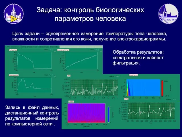 Цель задачи – одновременное измерение температуры тела человека, влажности и сопротивления его