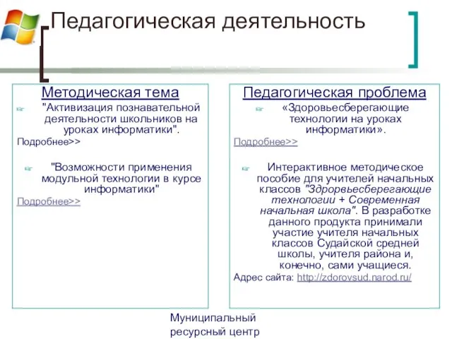 Муниципальный ресурсный центр Чухломского района Педагогическая деятельность Методическая тема "Активизация познавательной деятельности