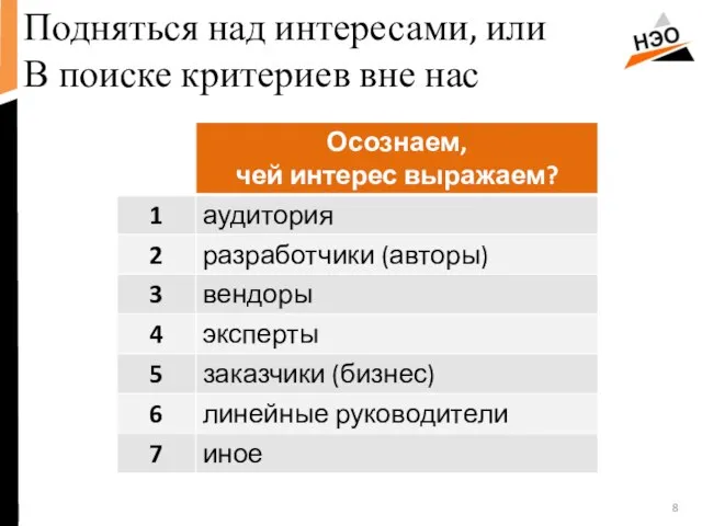 Подняться над интересами, или В поиске критериев вне нас