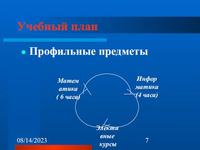 08/14/2023 Учебный план Профильные предметы