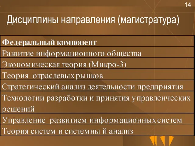 Дисциплины направления (магистратура)