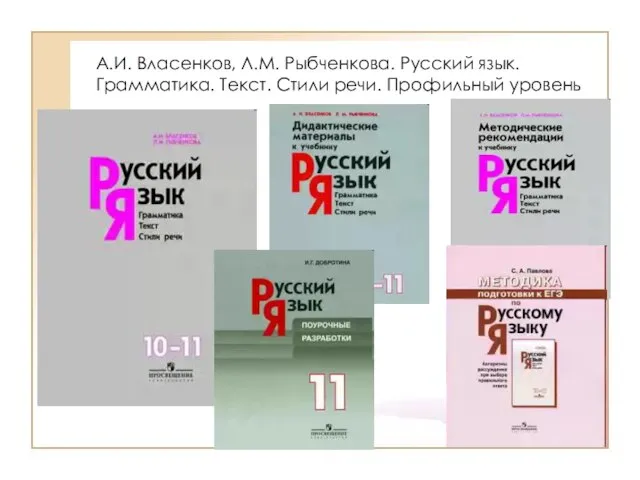 А.И. Власенков, Л.М. Рыбченкова. Русский язык. Грамматика. Текст. Стили речи. Профильный уровень