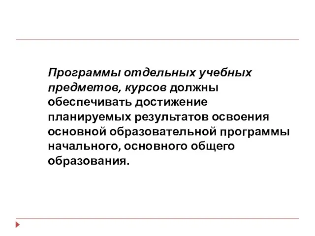 Программы отдельных учебных предметов, курсов должны обеспечивать достижение планируемых результатов освоения основной