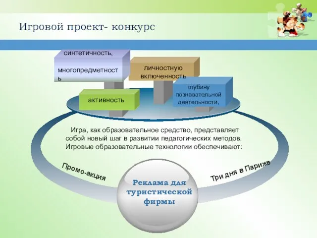 Игровой проект- конкурс активность глубину познавательной деятельности, личностную включенность Промо-акция Три дня