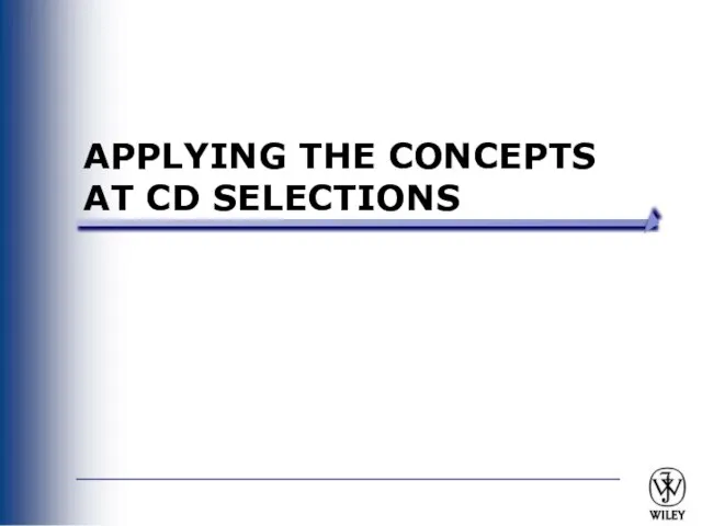 APPLYING THE CONCEPTS AT CD SELECTIONS