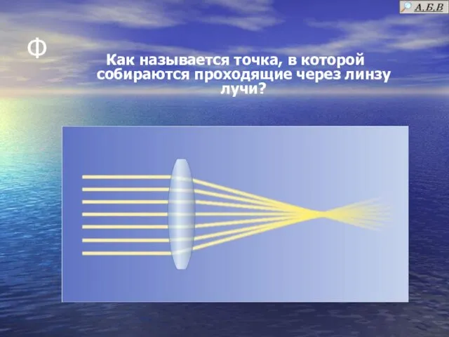 Ф Как называется точка, в которой собираются проходящие через линзу лучи?