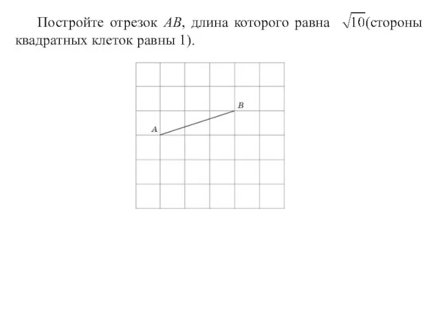 Постройте отрезок AB, длина которого равна (стороны квадратных клеток равны 1).