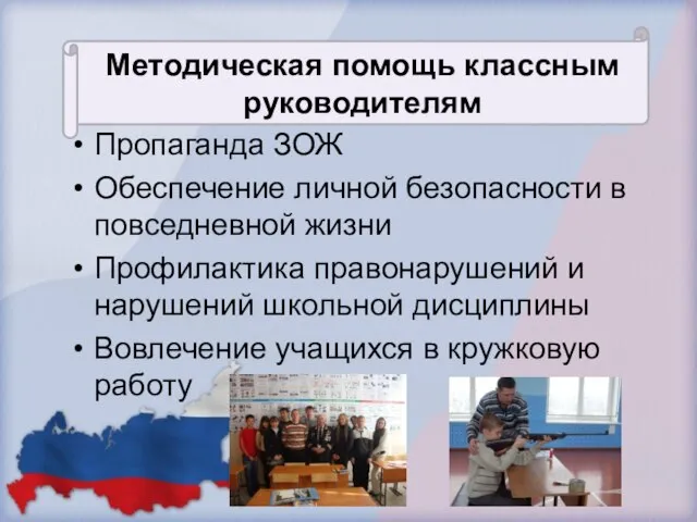 Методическая помощь классным руководителям Пропаганда ЗОЖ Обеспечение личной безопасности в повседневной жизни