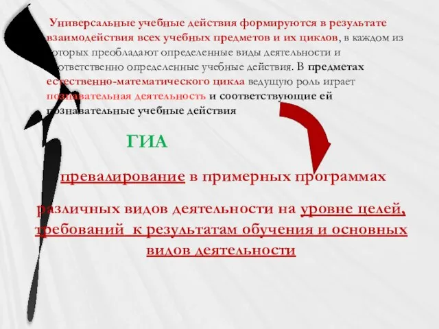 Универсальные учебные действия формируются в результате взаимодействия всех учебных предметов и их