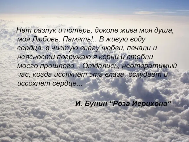 Нет разлук и потерь, доколе жива моя душа, моя Любовь. Память!.. В