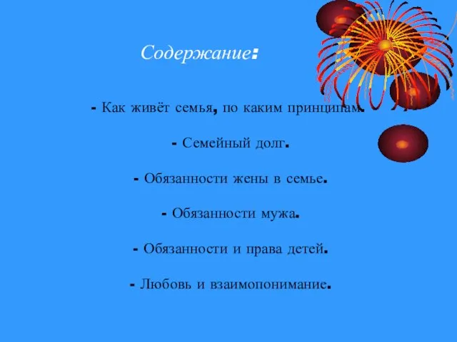 Содержание: - Как живёт семья, по каким принципам. - Семейный долг. -