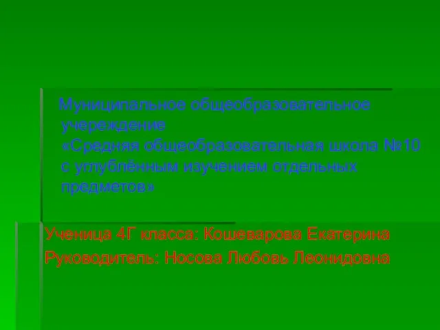 Муниципальное общеобразовательное учереждение «Средняя общеобразовательная школа №10 с углублённым изучением отдельных предметов»