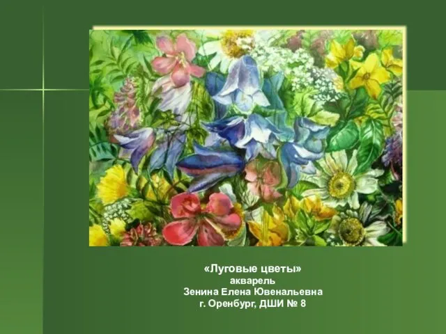 «Луговые цветы» акварель Зенина Елена Ювенальевна г. Оренбург, ДШИ № 8