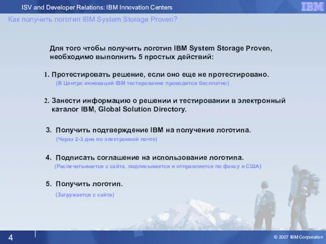 Как получить логотип IBM System Storage Proven? Протестировать решение, если оно еще