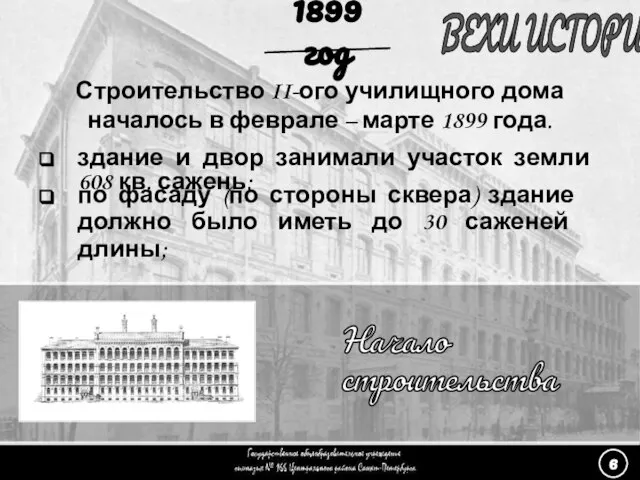 (6) Начало строительства - 3 ВЕХИ ИСТОРИИ Строительство II-ого училищного дома началось