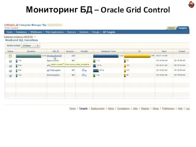 Мониторинг БД – Oracle Grid Control