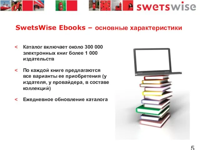 SwetsWise Ebooks – основные характеристики Каталог включает около 300 000 электронных книг