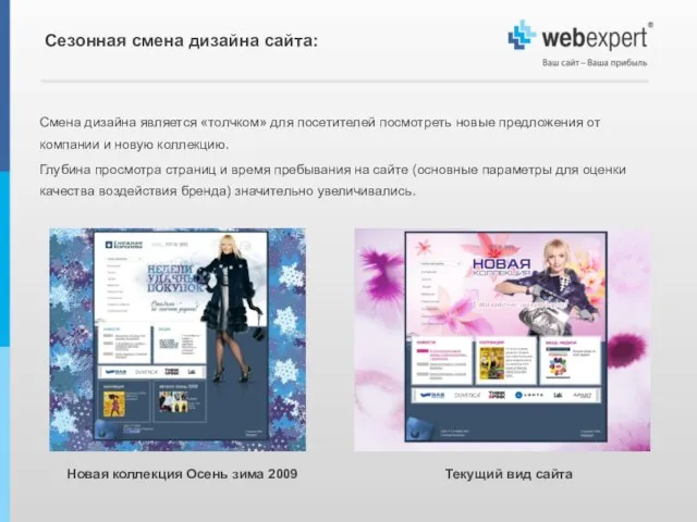 Смена дизайна является «толчком» для посетителей посмотреть новые предложения от компании и