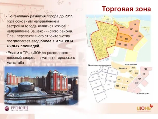 Торговая зона По генплану развития города до 2015 года основным направлением застройки