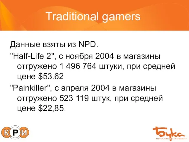 Traditional gamers Данные взяты из NPD. "Half-Life 2", c ноября 2004 в