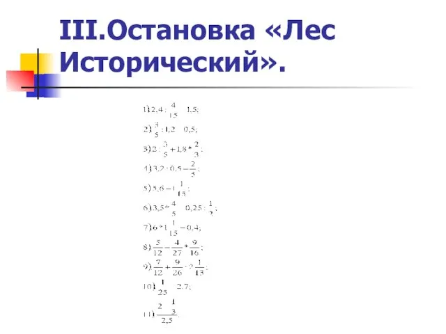 III.Остановка «Лес Исторический».