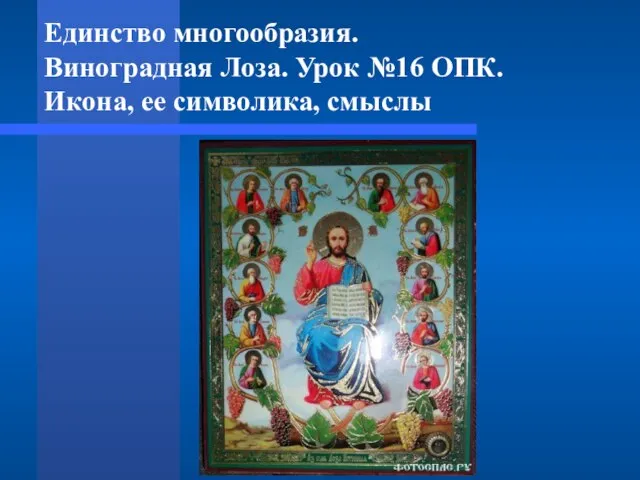 Единство многообразия. Виноградная Лоза. Урок №16 ОПК. Икона, ее символика, смыслы