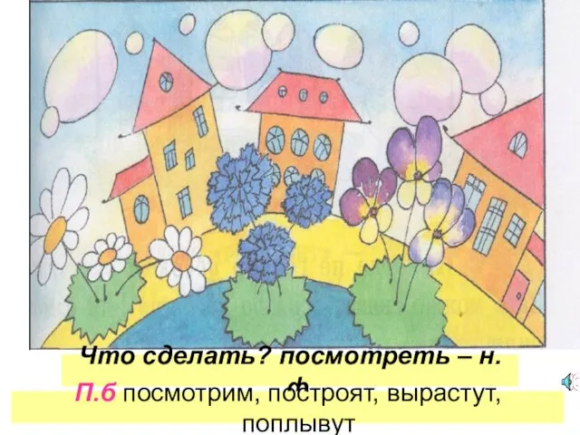 Что сделать? посмотреть – н.ф. П.б посмотрим, построят, вырастут, поплывут