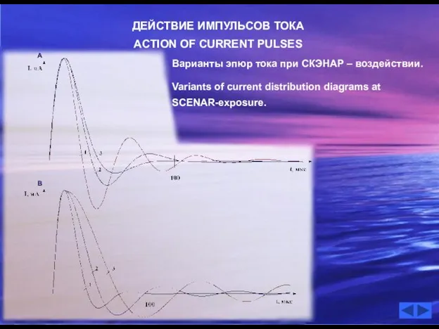 ДЕЙСТВИЕ ИМПУЛЬСОВ ТОКА ACTION OF CURRENT PULSES Варианты эпюр тока при СКЭНАР