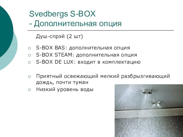 Svedbergs S-BOX - Дополнительная опция Душ-спрэй (2 шт) S-BOX BAS: дополнительная опция