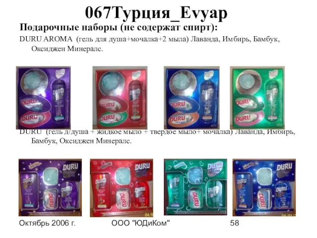 Октябрь 2006 г. ООО "ЮДиКом" 067Турция_Evyap Подарочные наборы (не содержат спирт): DURU