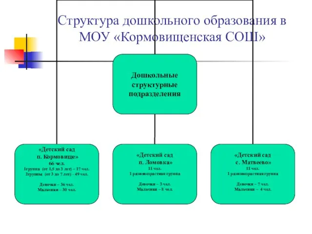 Структура дошкольного образования в МОУ «Кормовищенская СОШ»