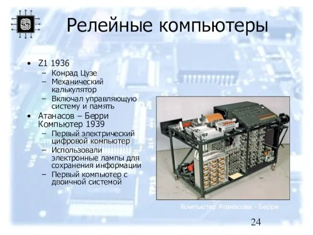 Релейные компьютеры Z1 1936 Конрад Цузе Механический калькулятор Включал управляющую систему и
