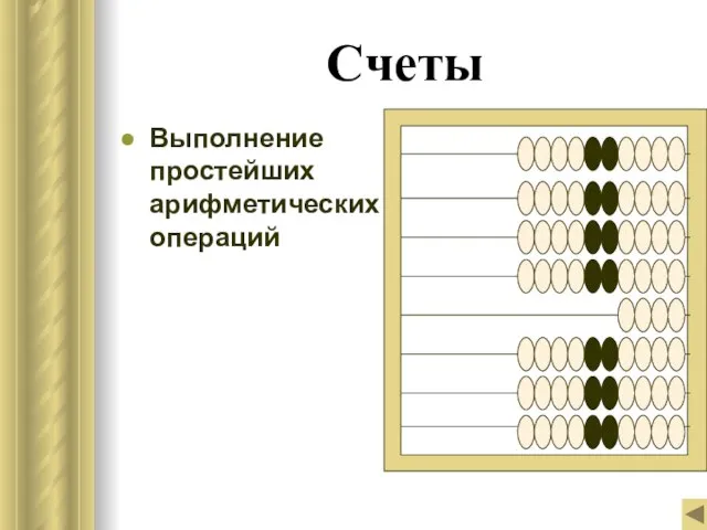 Счеты Выполнение простейших арифметических операций