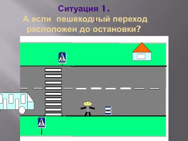 Ситуация 1. А если пешеходный переход расположен до остановки? 1.