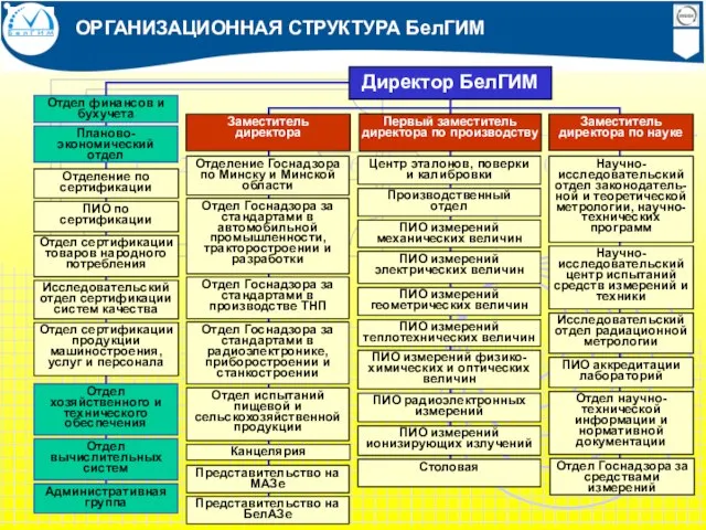 Директор БелГИМ Отдел финансов и бухучета Планово-экономический отдел Отдел хозяйственного и технического