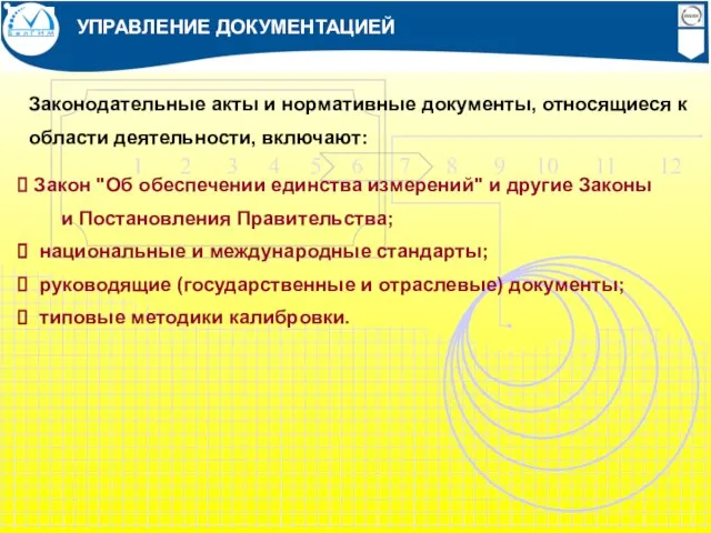 УПРАВЛЕНИЕ ДОКУМЕНТАЦИЕЙ Законодательные акты и нормативные документы, относящиеся к области деятельности, включают: