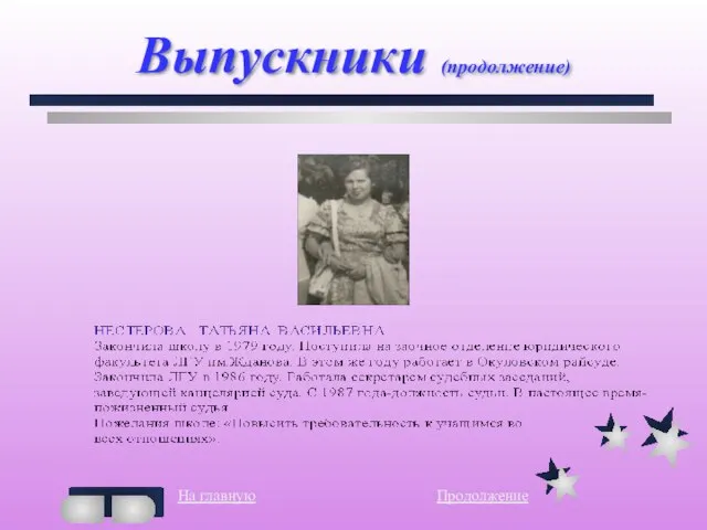 Выпускники (продолжение) На главную Продолжение