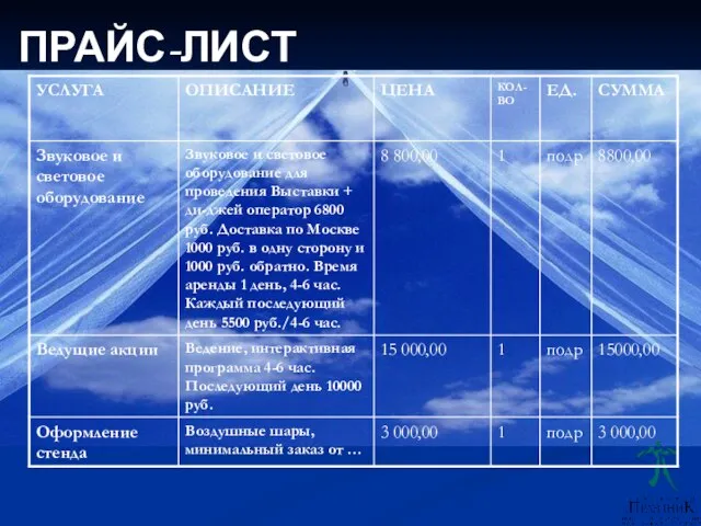 ПРАЙС-ЛИСТ