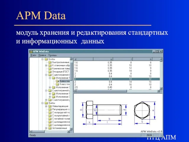 НТЦ АПМ APM Data модуль хранения и редактирования стандартных и информационных данных