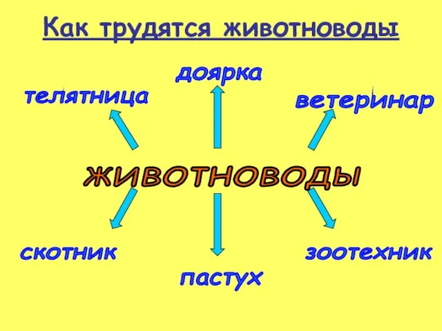 Как трудятся животноводы животноводы ветеринар доярка телятница скотник пастух зоотехник