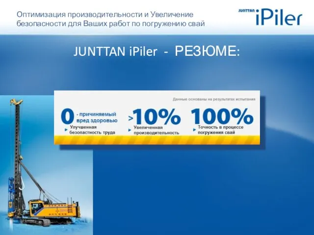 JUNTTAN iPiler - РЕЗЮМЕ: Оптимизация производительности и Увеличение безопасности для Ваших работ по погружению свай