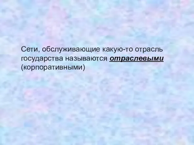 Сети, обслуживающие какую-то отрасль государства называются отраслевыми (корпоративными)