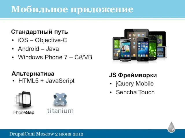 Мобильное приложение Стандартный путь iOS – Objective-C Android – Java Windows Phone