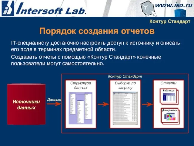 Порядок создания отчетов IT-специалисту достаточно настроить доступ к источнику и описать его