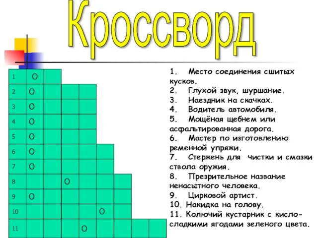 Кроссворд 1 2 4 3 5 7 6 8 9 11 10