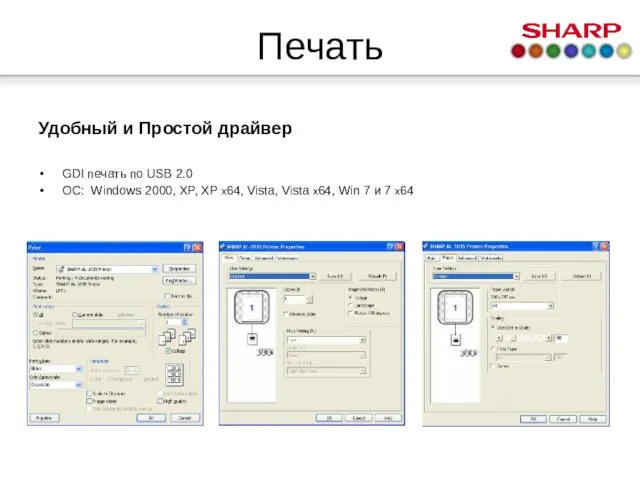 Печать Удобный и Простой драйвер GDI печать по USB 2.0 ОС: Windows
