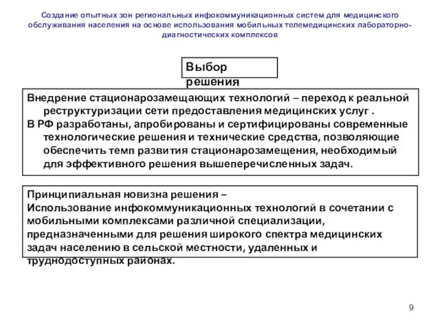 Внедрение стационарозамещающих технологий – переход к реальной реструктуризации сети предоставления медицинских услуг